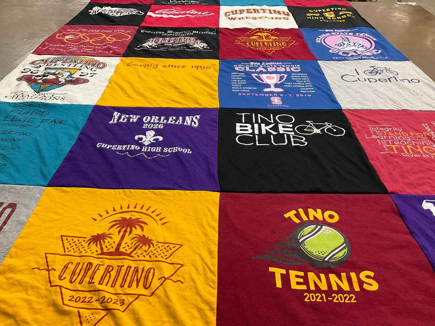 T-shirt quilt from cupertino high school by Linda from CA
