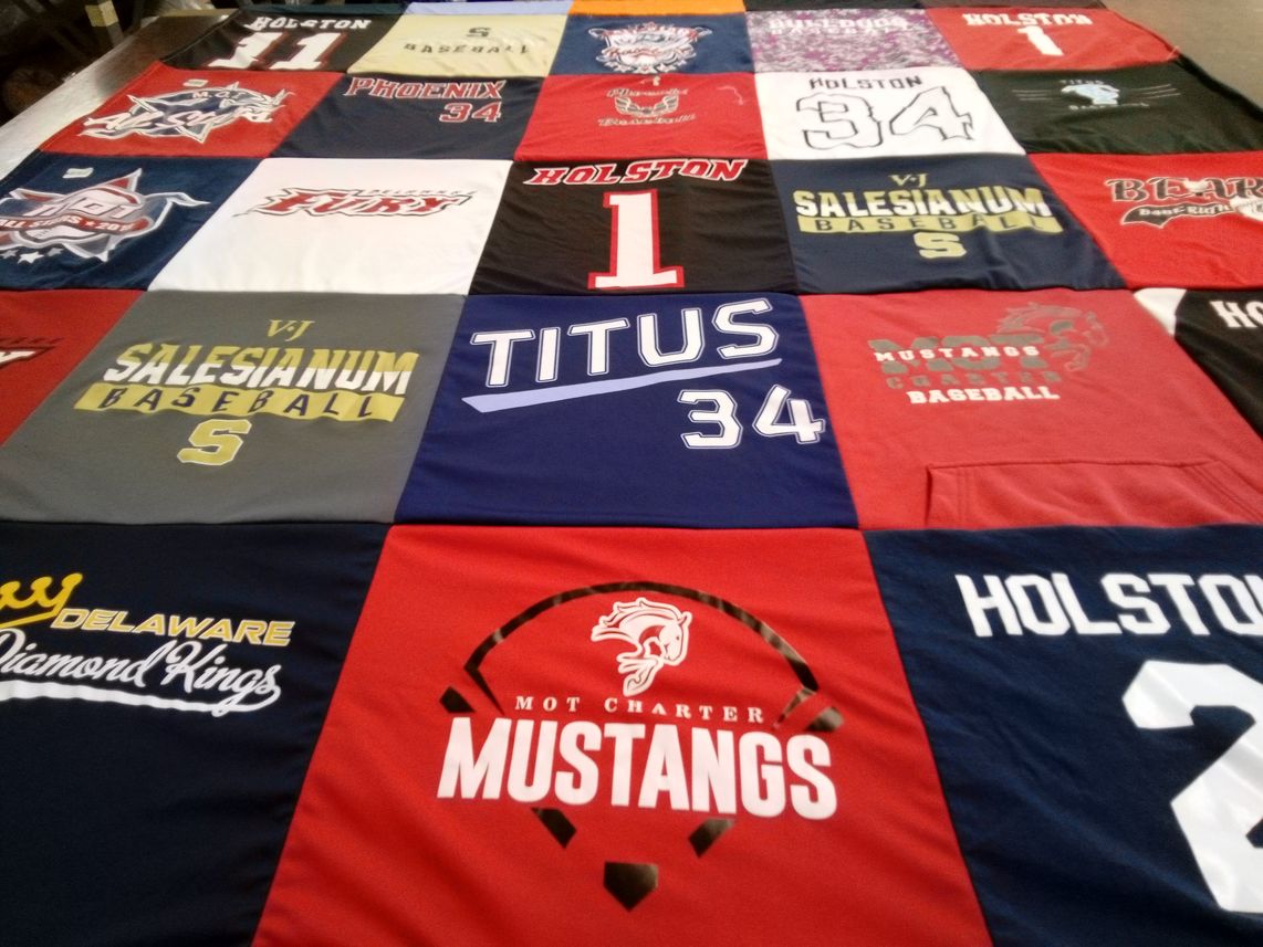 T-shirt quilt featuring mustangs charter baseball, holston baseball by Karin from DE
