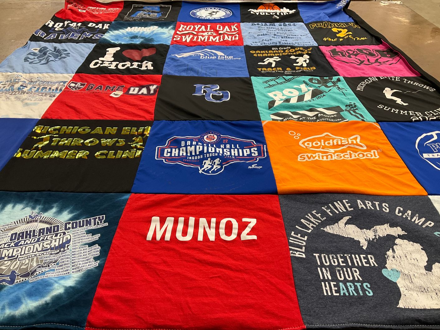 T-shirt quilt featuring royal oak ravens by Ricardo from MI