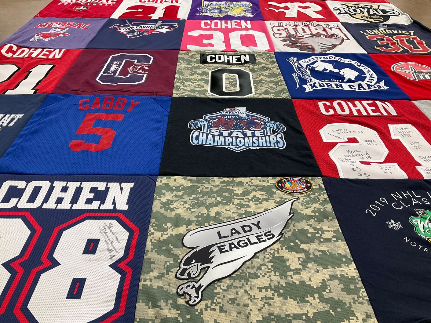 T-shirt quilt featuring lady eagles by Gabby from NY