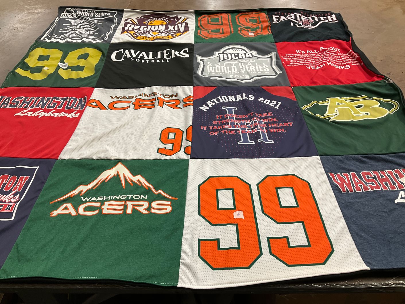T-shirt quilt featuring washington acers by Catrine from WA