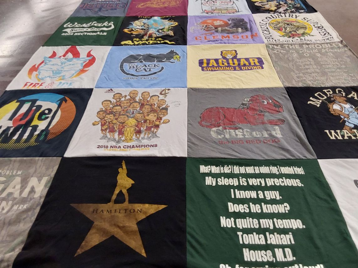 T-shirt quilt from clemson university, morgan state university by Robin from OH