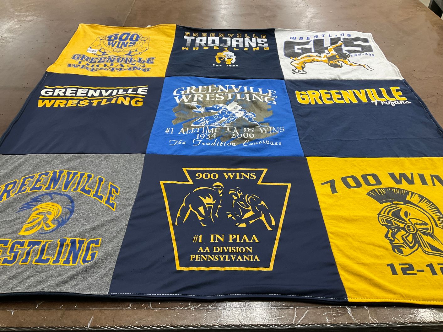 T-shirt quilt featuring greenville trojans wrestling by Suzanne from OH