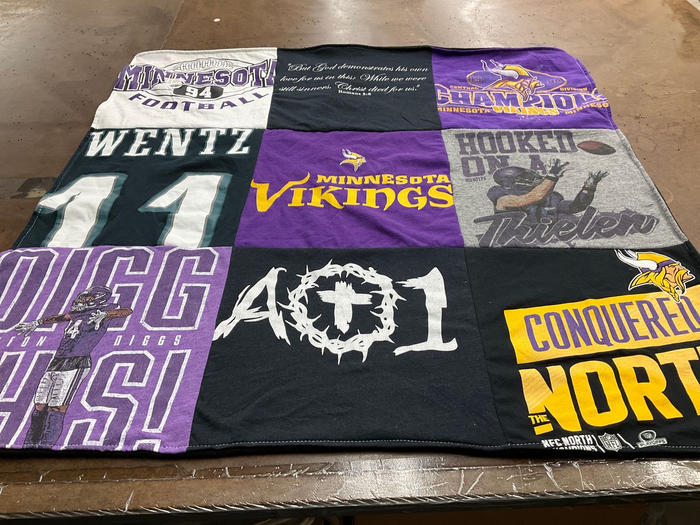 T-shirt quilt featuring minnesota vikings by Bret from MN