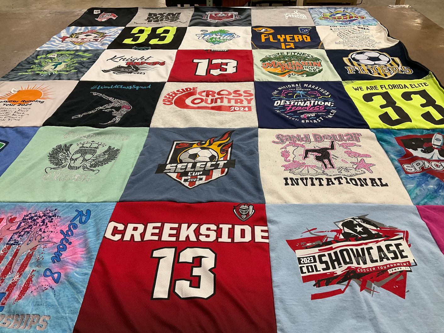 T-shirt quilt featuring creekside high school soccer team by Angela from FL