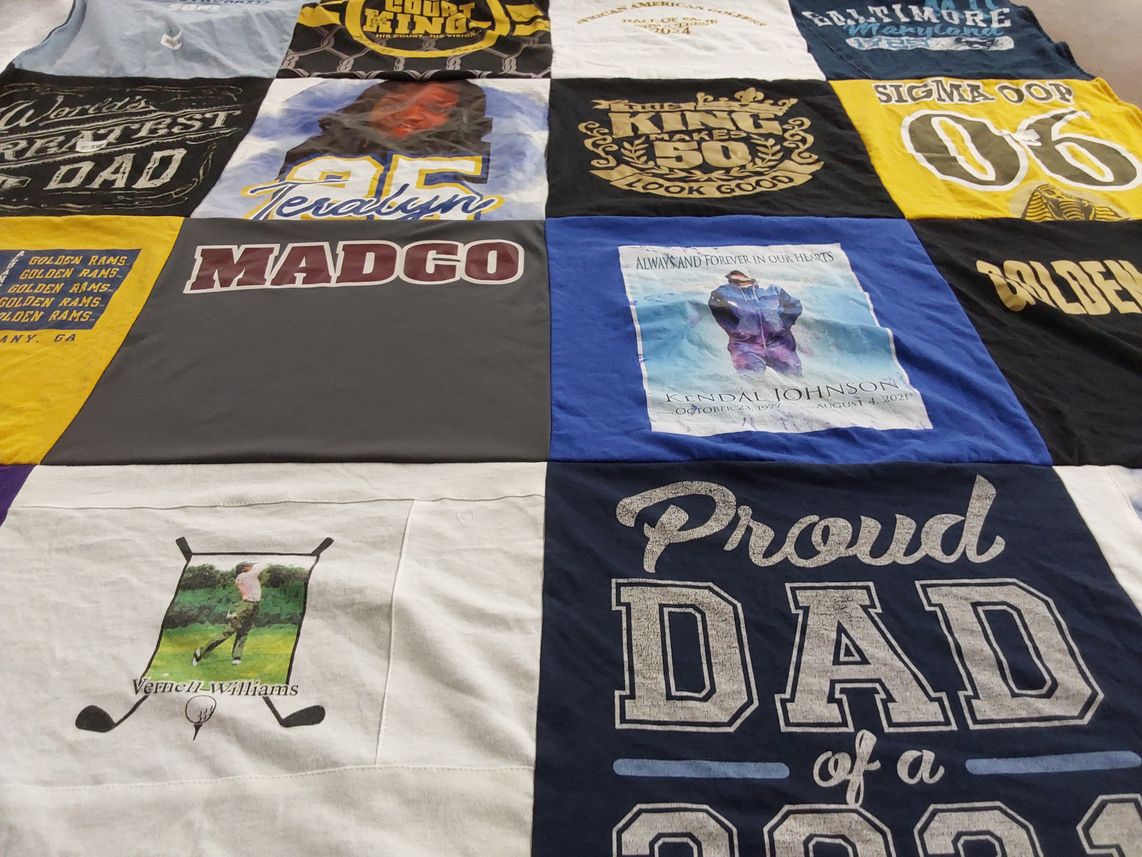 T-shirt quilt featuring golden rams by Terry from FL