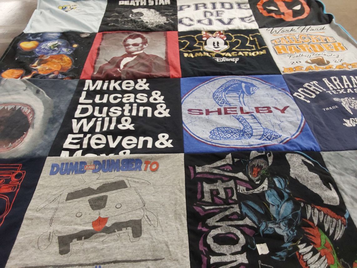 T-shirt quilt with movies, television themes by Charles from TX