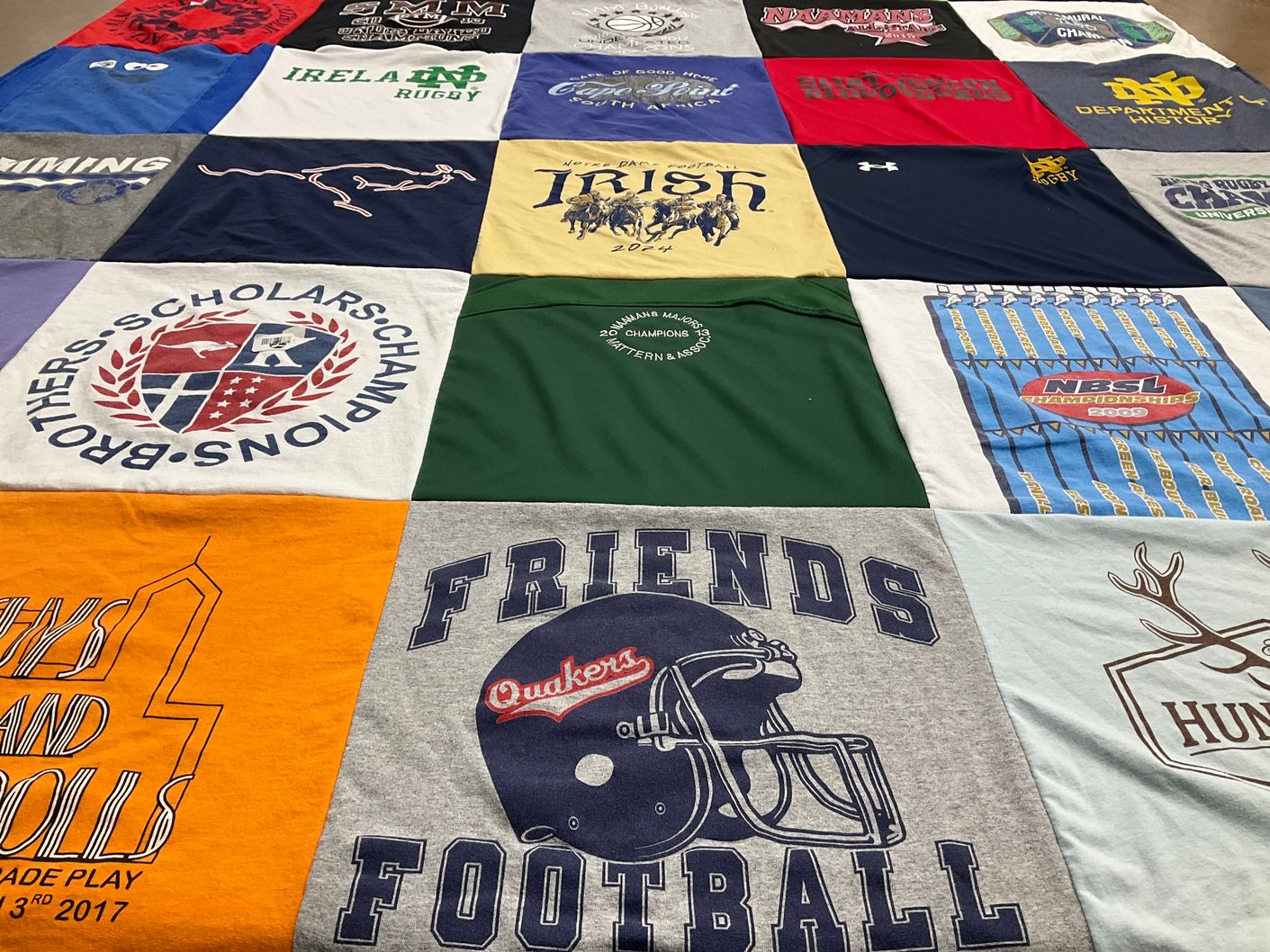 T-shirt quilt featuring quakers football by Monica from DE