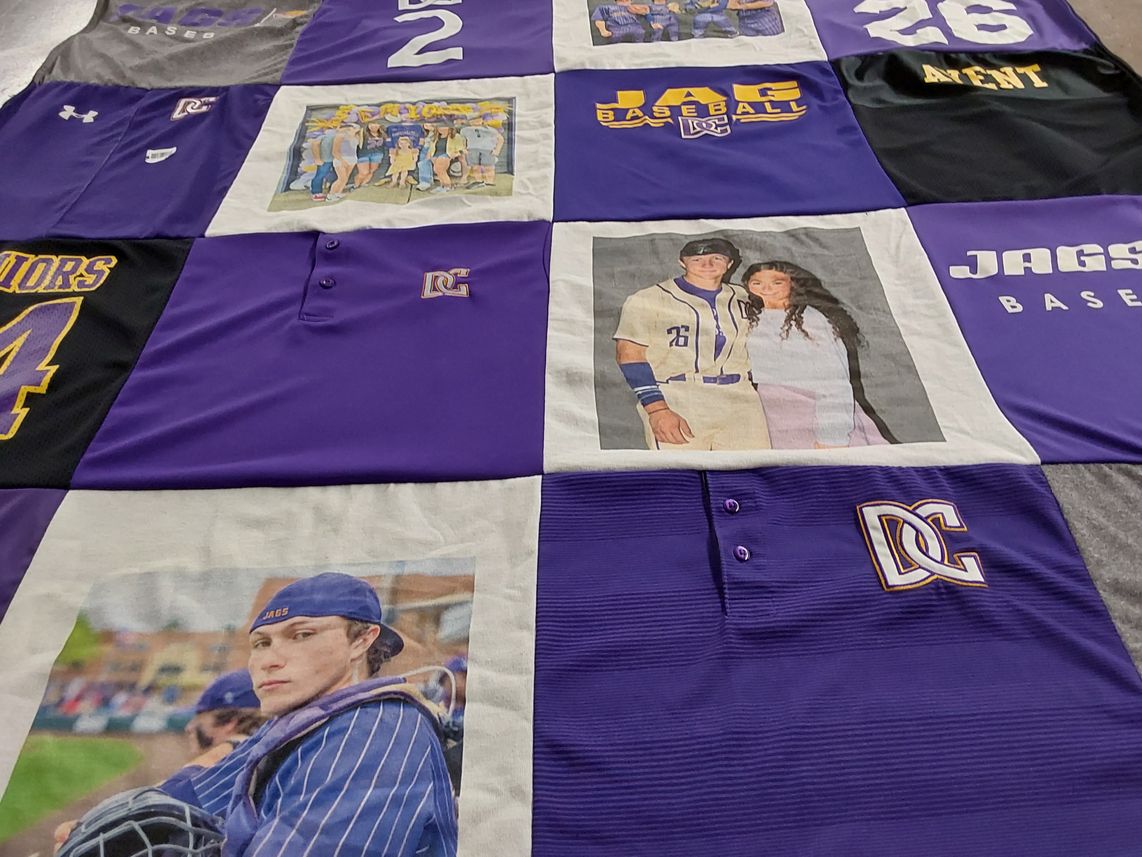 T-shirt quilt featuring jags baseball, warriors baseball by Erika from MS