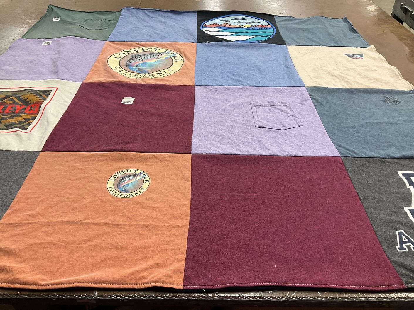 T-shirt quilt with outdoors, fishing themes by Karen from CA