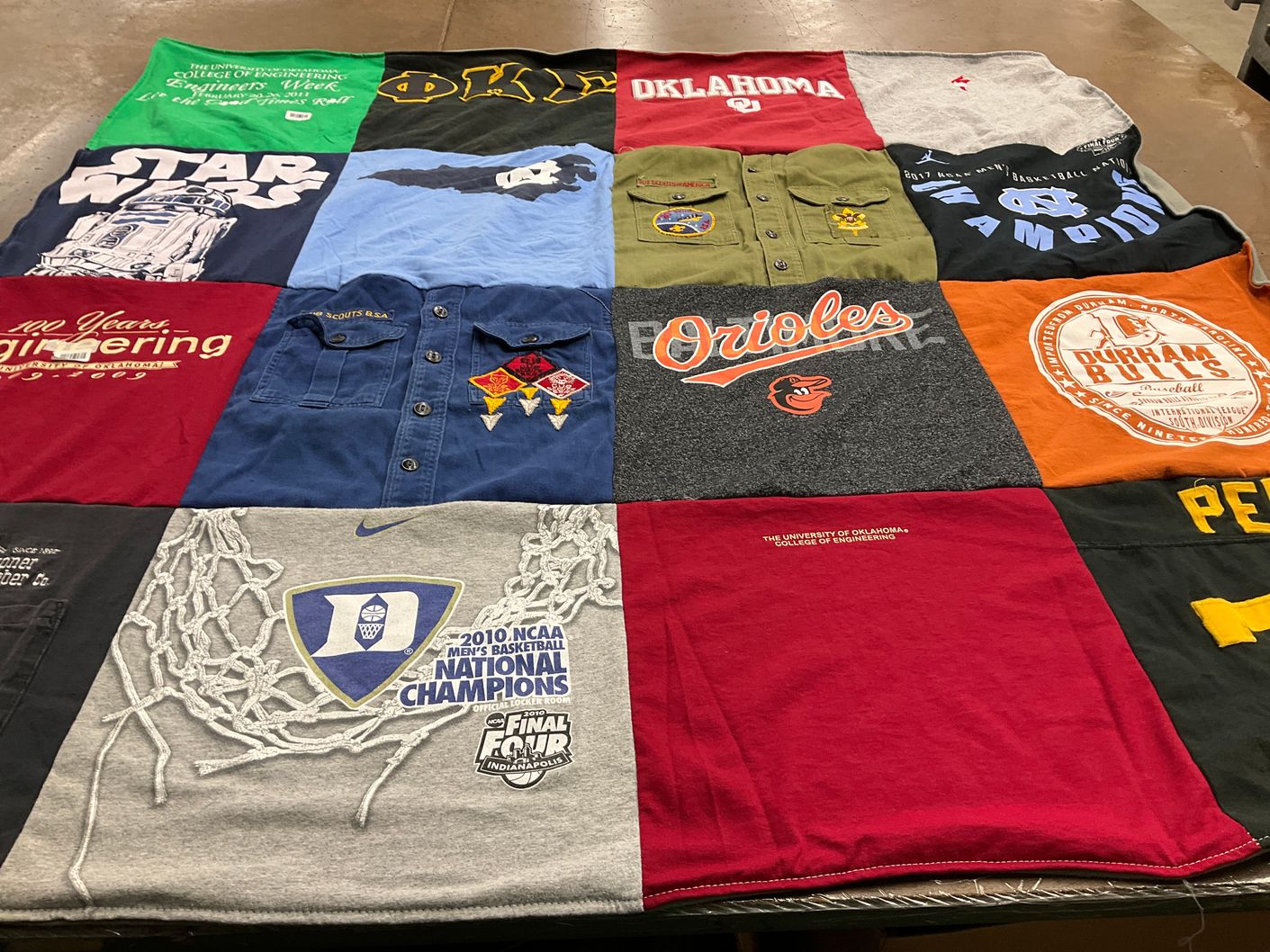 T-shirt quilt featuring duke university basketball, durham bulls baseball by Carolyn from NC