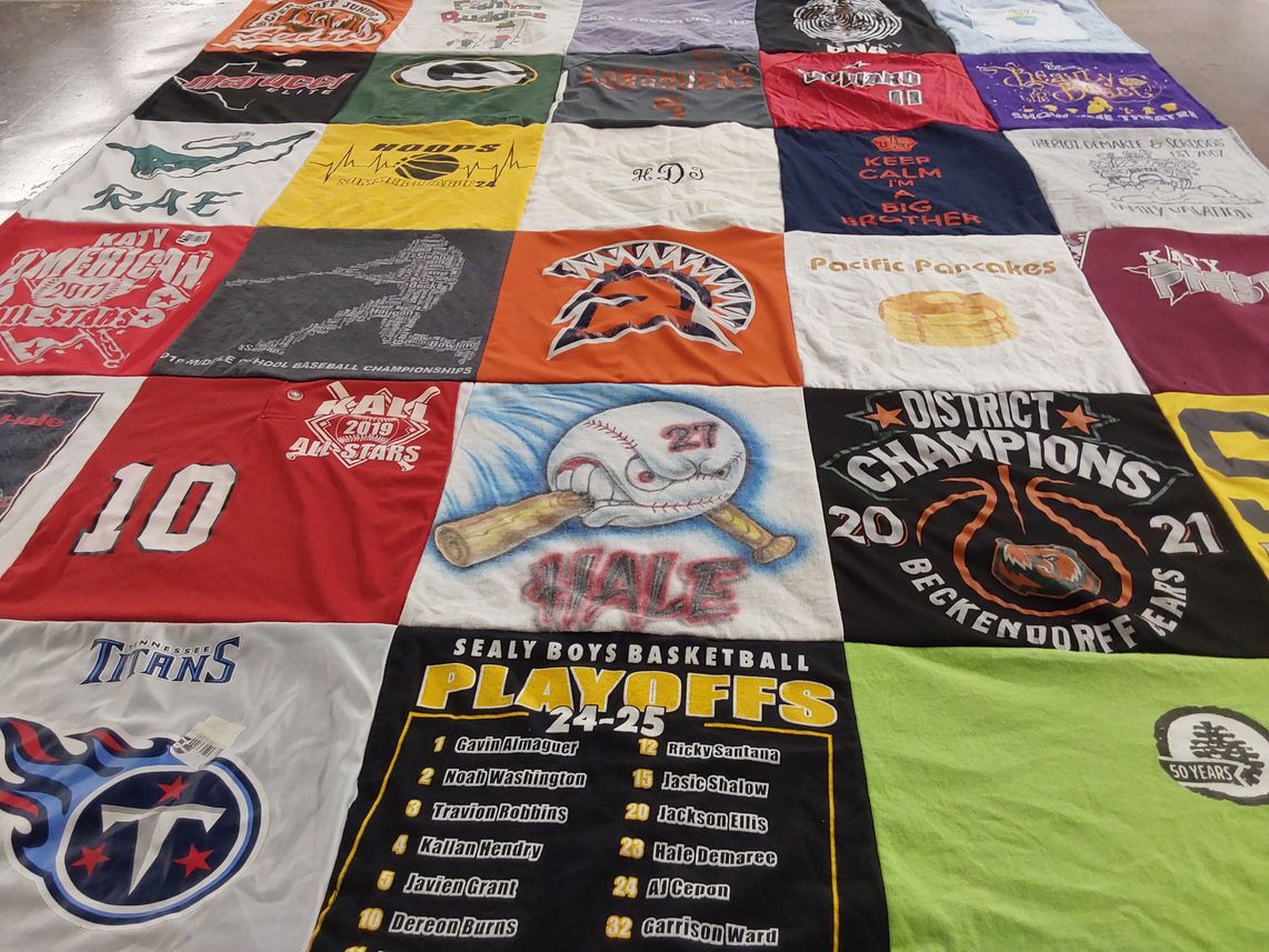 T-shirt quilt featuring tennessee titans, sealy boys basketball by Elizabeth from TX