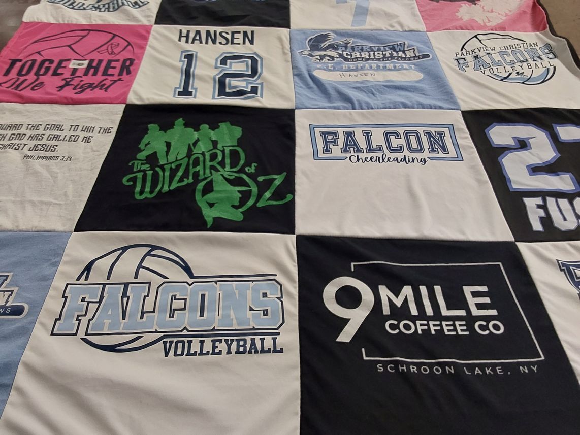 T-shirt quilt featuring falcons volleyball by Rachel from IL