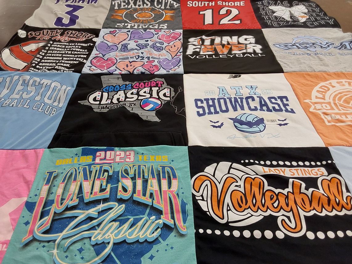 T-shirt quilt featuring lady stings volleyball by Lori from TX