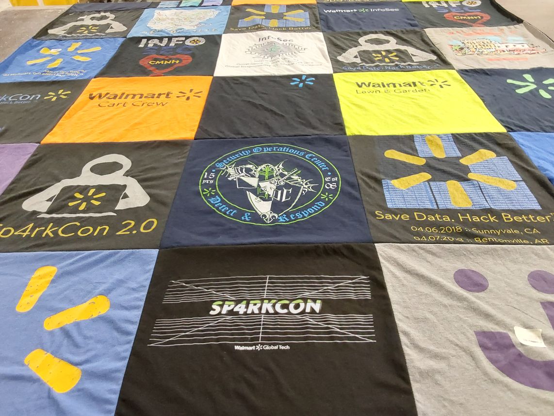 T-shirt quilt with data science, technology themes by Scott from AR