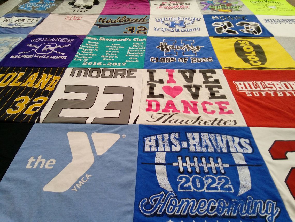 T-shirt quilt featuring hillsboro high school hawks by Crystal from MO