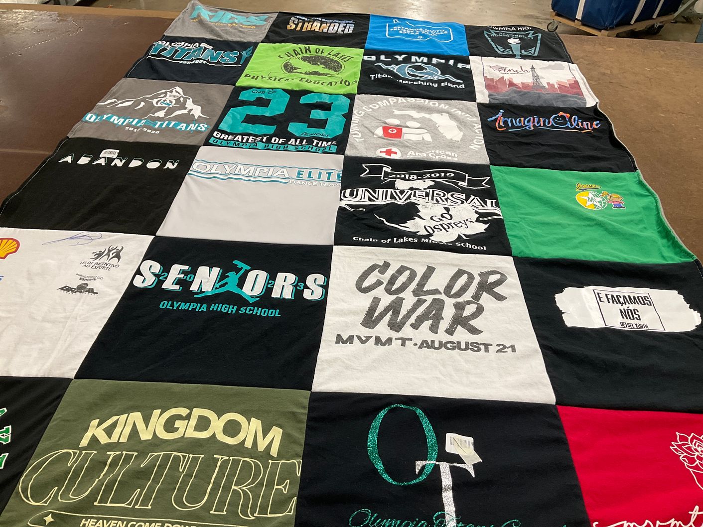 T-shirt quilt featuring olympia titans, olympia elite dance team by Eilaine de Lourdes from FL