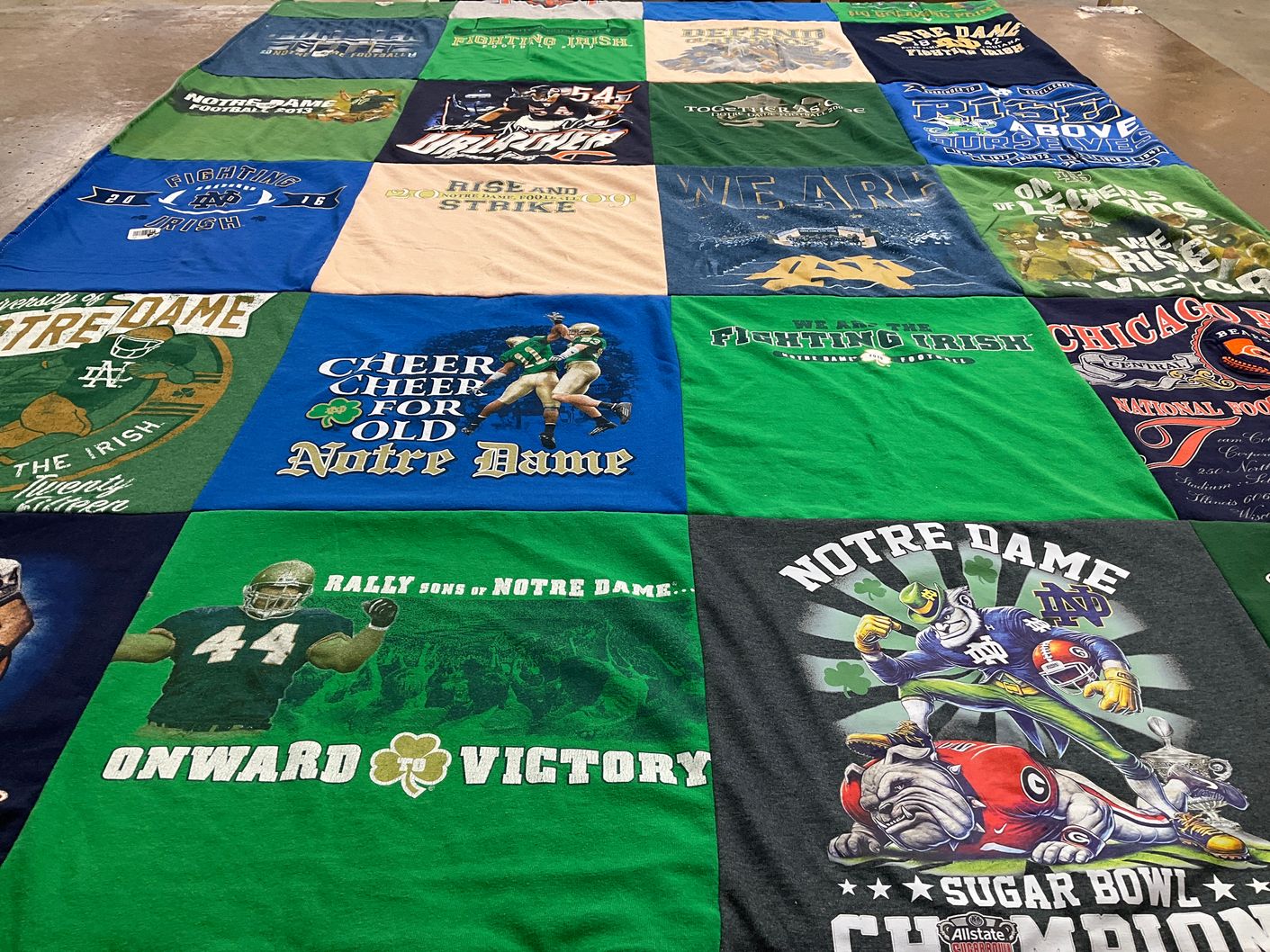 T-shirt quilt featuring notre dame fighting irish by Scott from IN