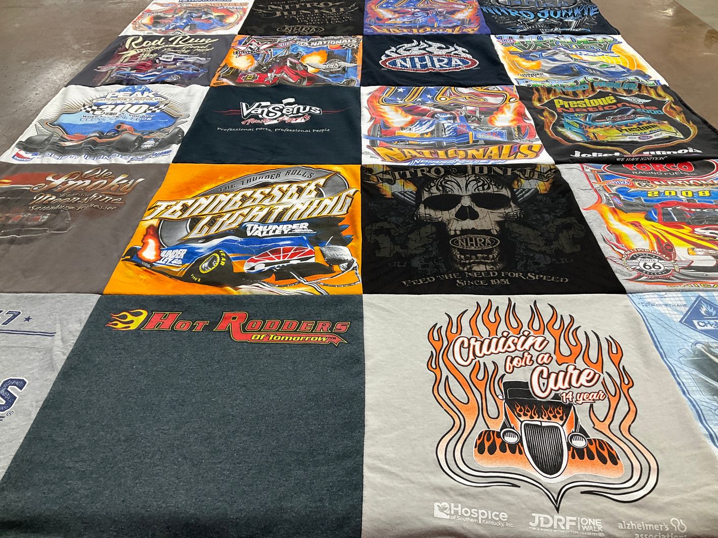 T-shirt quilt with automotive, racing themes by Scott from IN