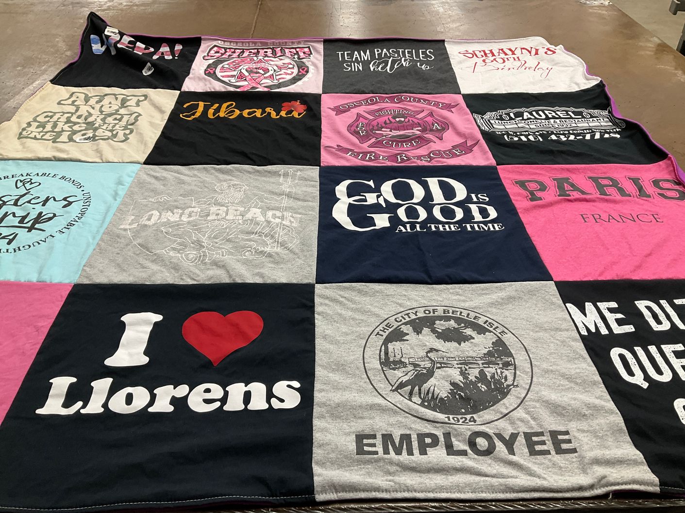 T-shirt quilt with community, culture themes by Miriam from FL