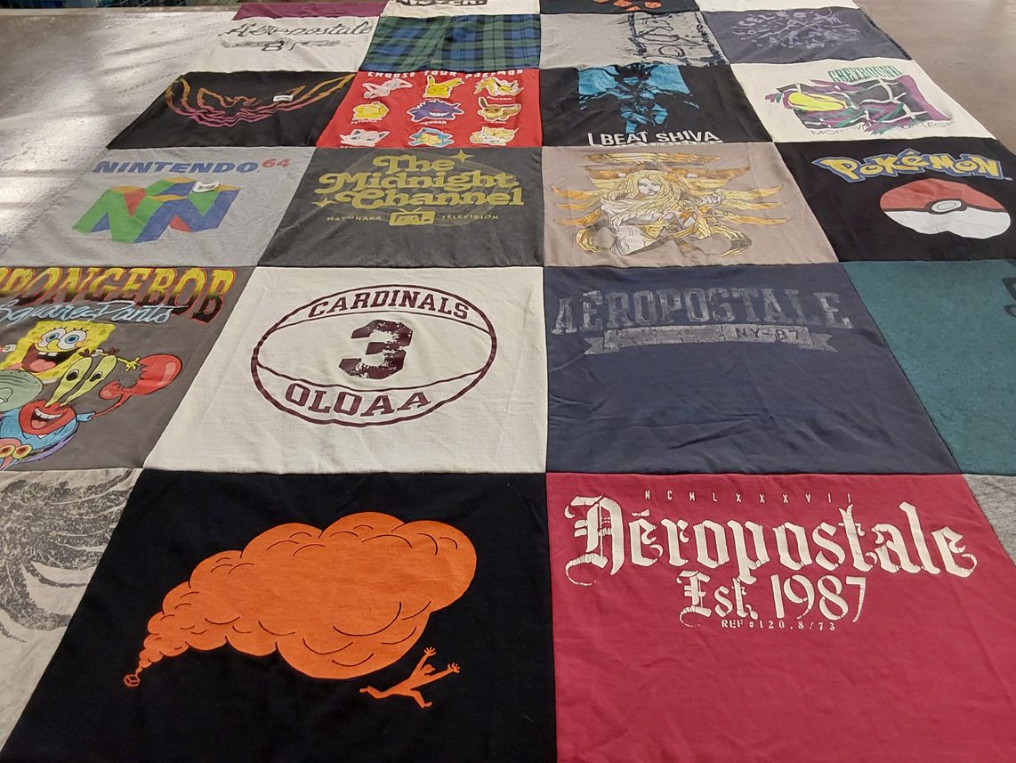 T-shirt quilt featuring olaaa cardinals by Sharon from PA
