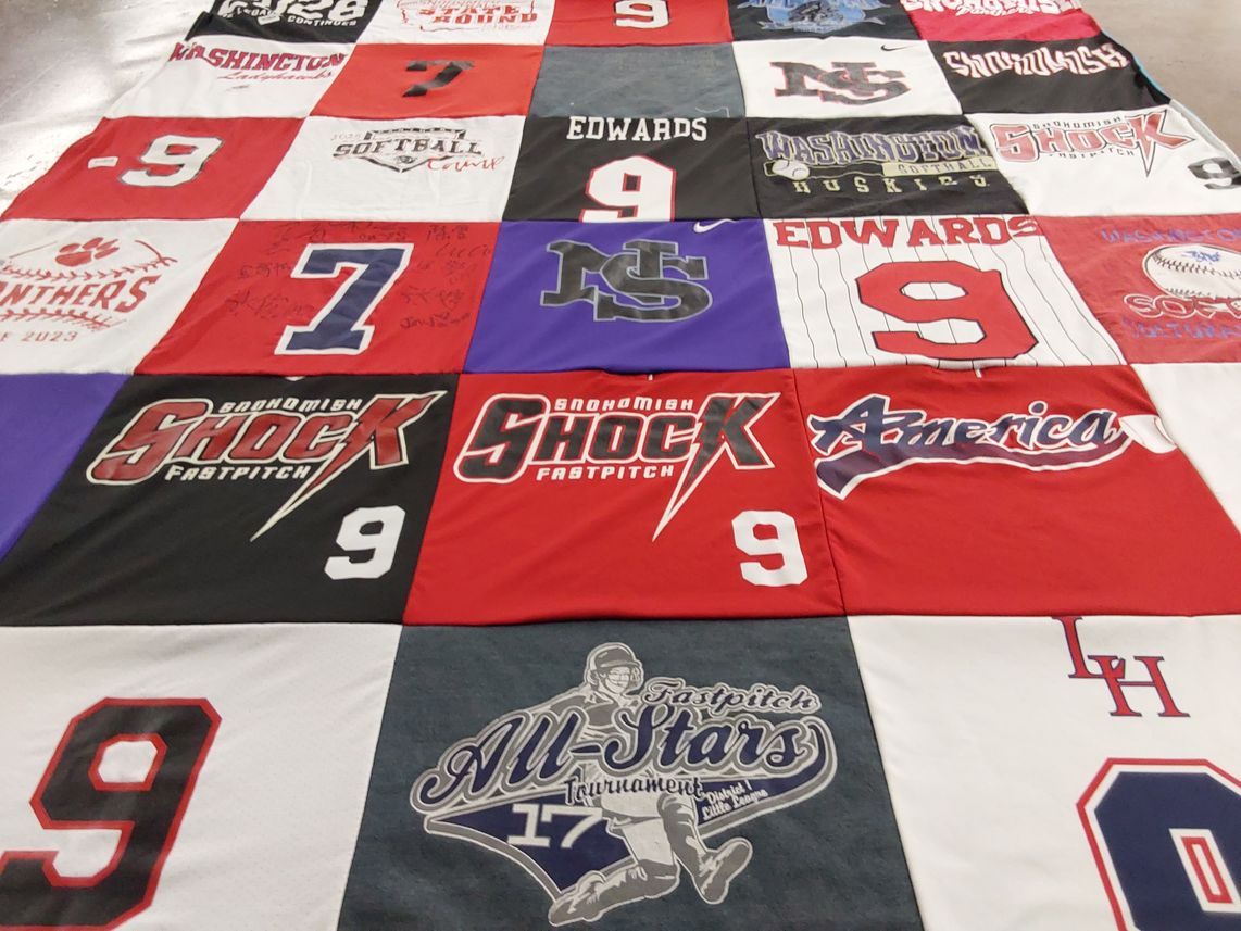 T-shirt quilt featuring snohomish shock fastpitch by Sunshine from WA