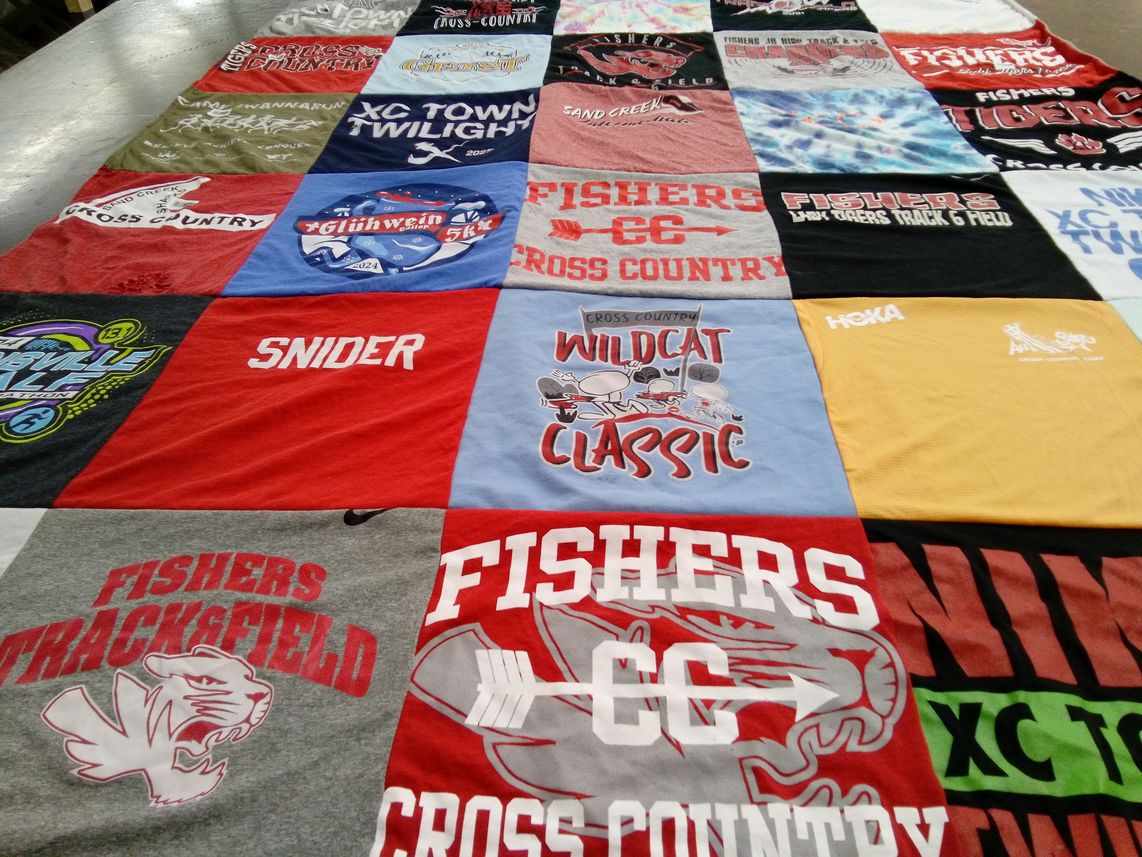 T-shirt quilt featuring fishers cross country, fishers track and field by Kasey from IN