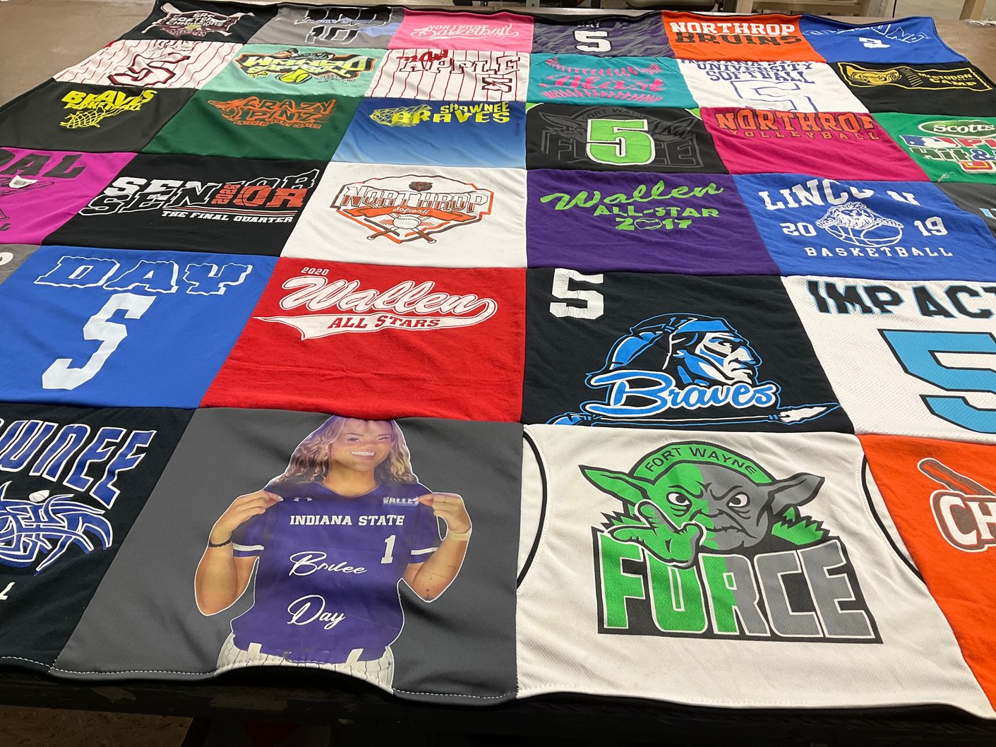 T-shirt quilt featuring northrop braves, fort wayne force by Angie from IN