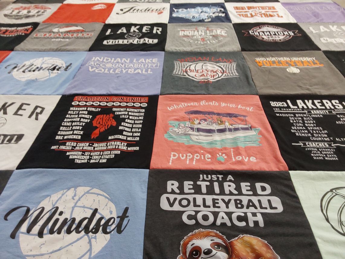 T-shirt quilt featuring lakers, indian lake volleyball by Cheryl from OH