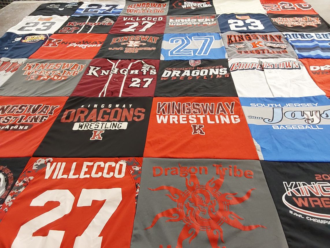 T-shirt quilt featuring kingsway wrestling, south jersey jays baseball by Jocelyn from NJ
