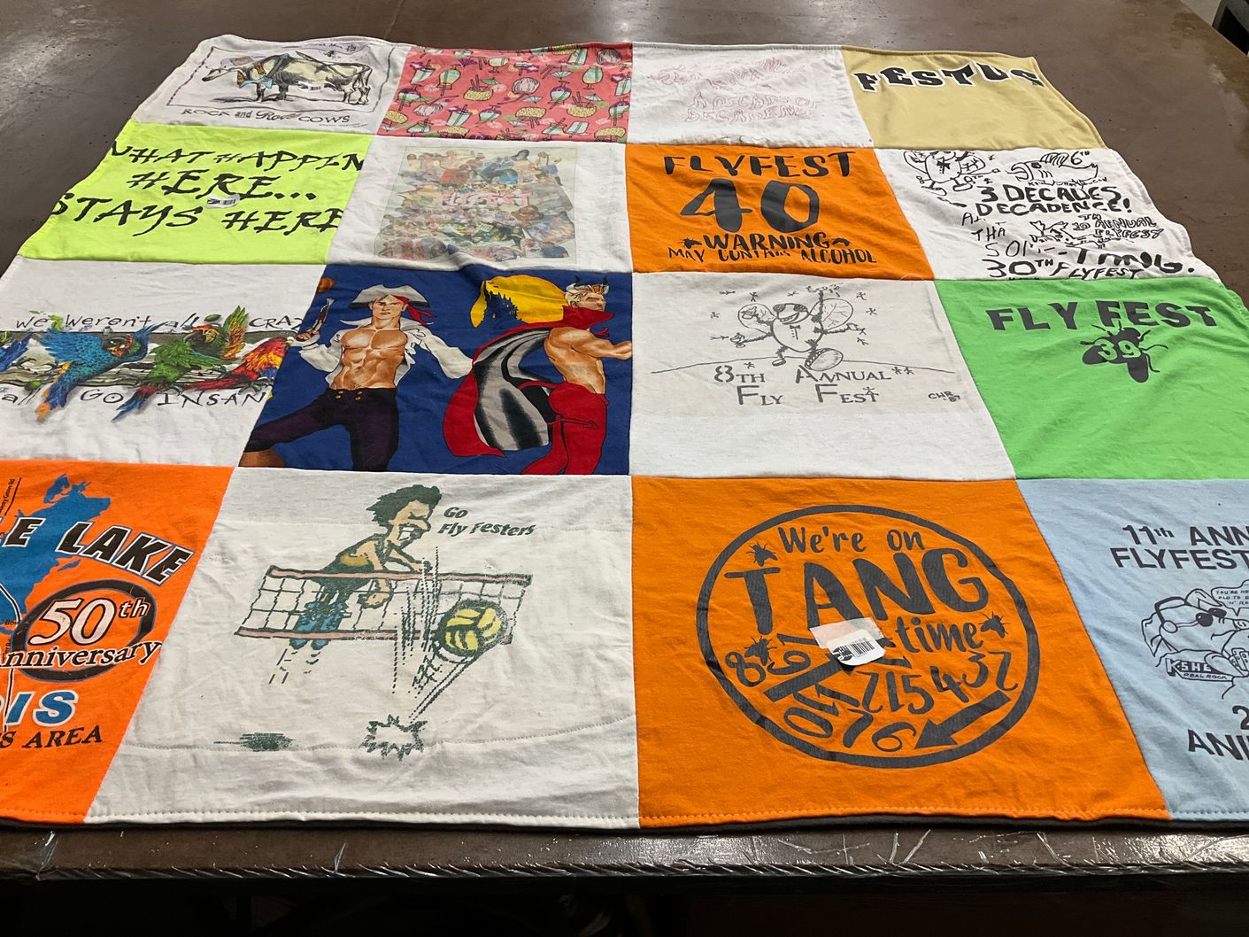 T-shirt quilt with flying, partying themes by Kenny from IL