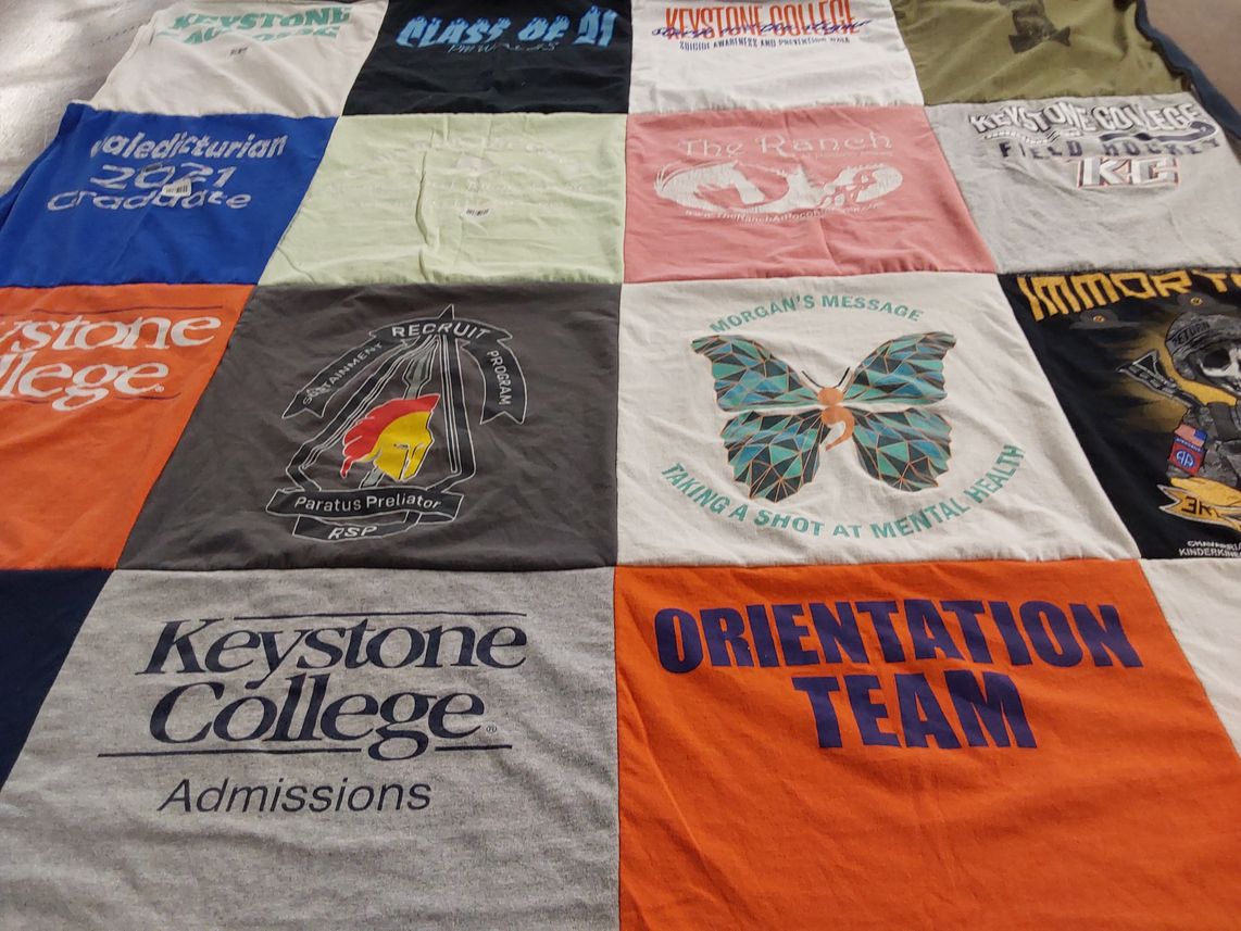 T-shirt quilt from keystone college, morgan's message by Michele from PA