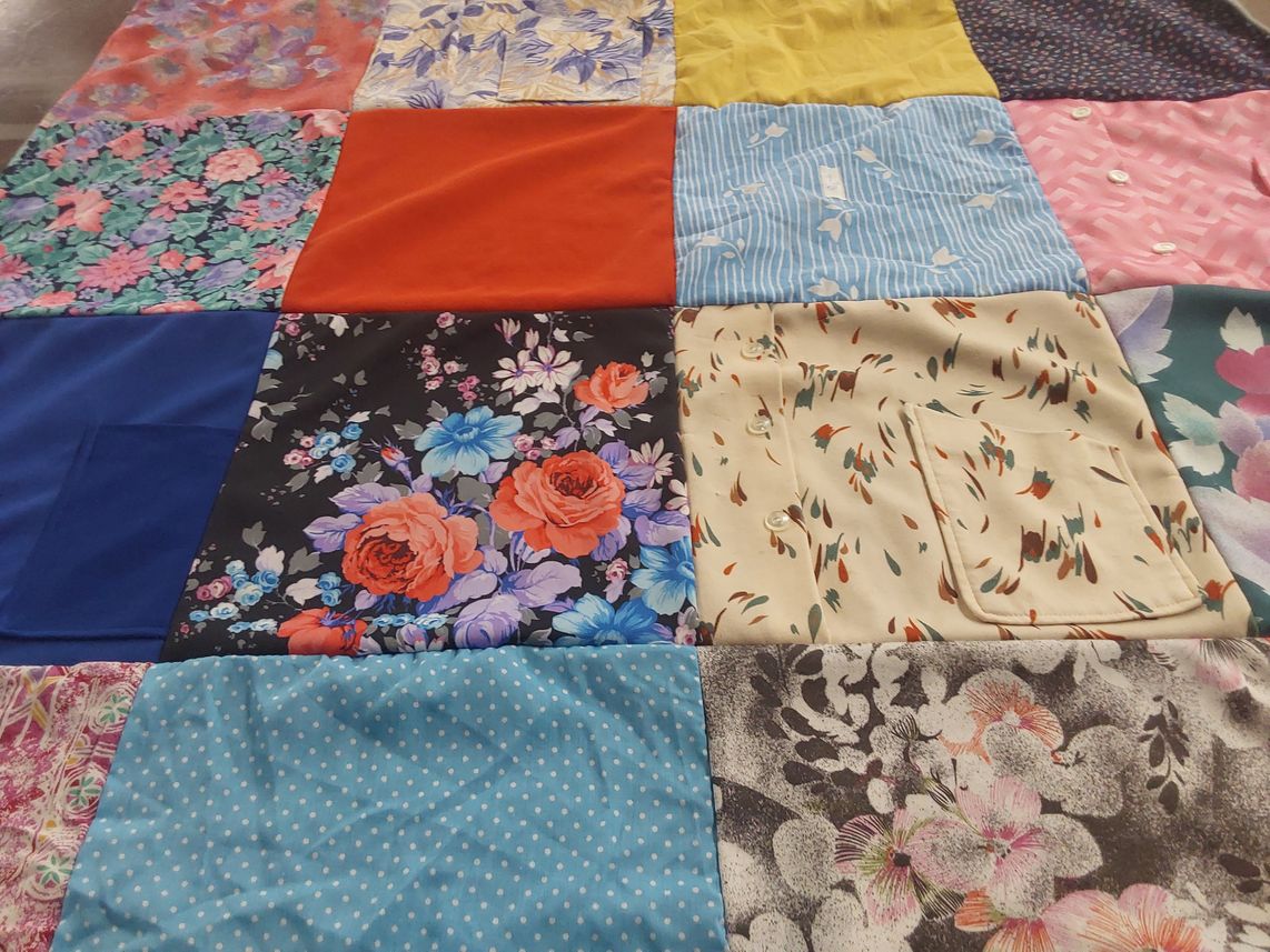 T-shirt quilt with sewing, quilting themes by Elvira from CA