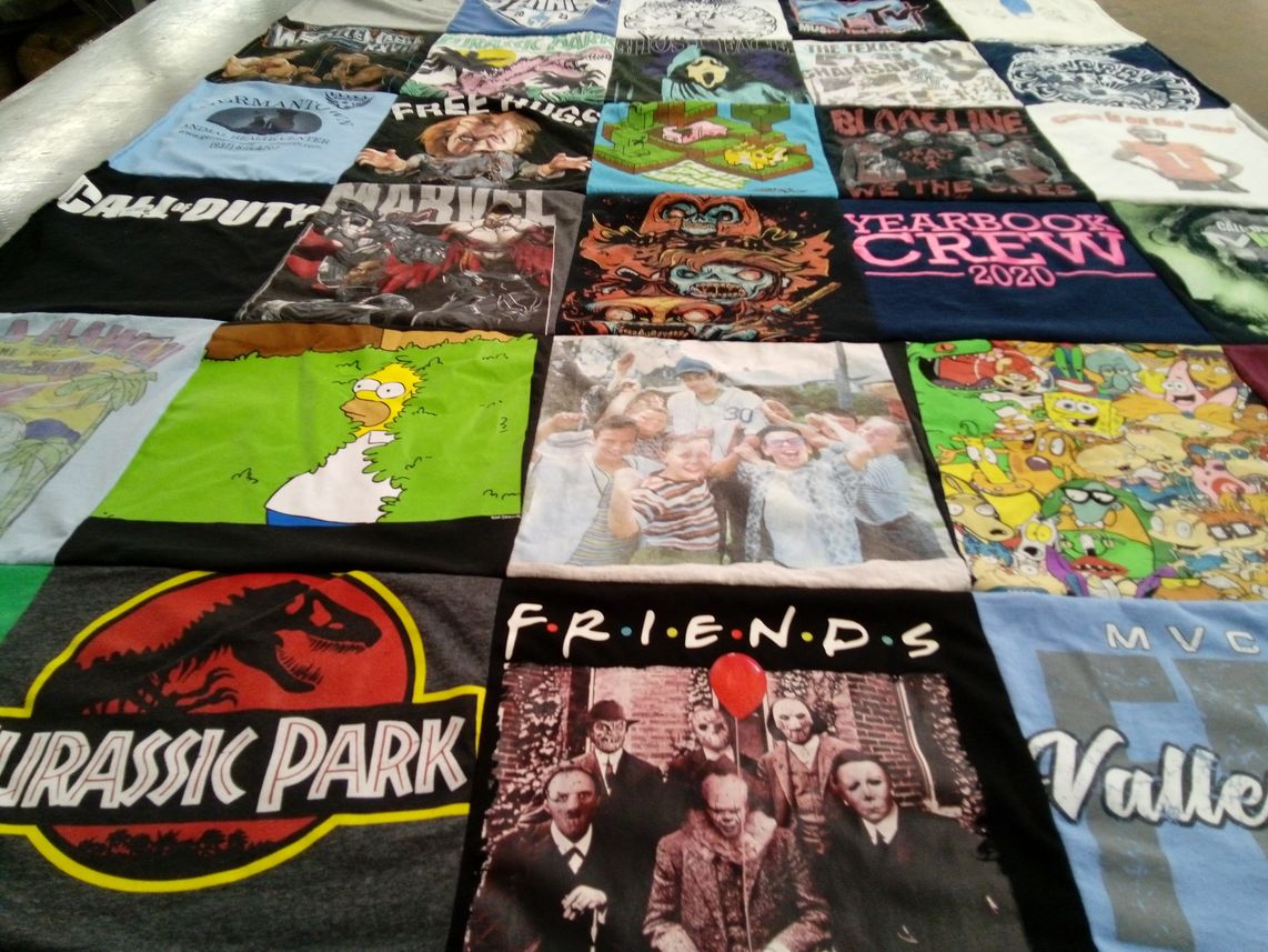 T-shirt quilt with video games, television shows themes by Jennifer from OH
