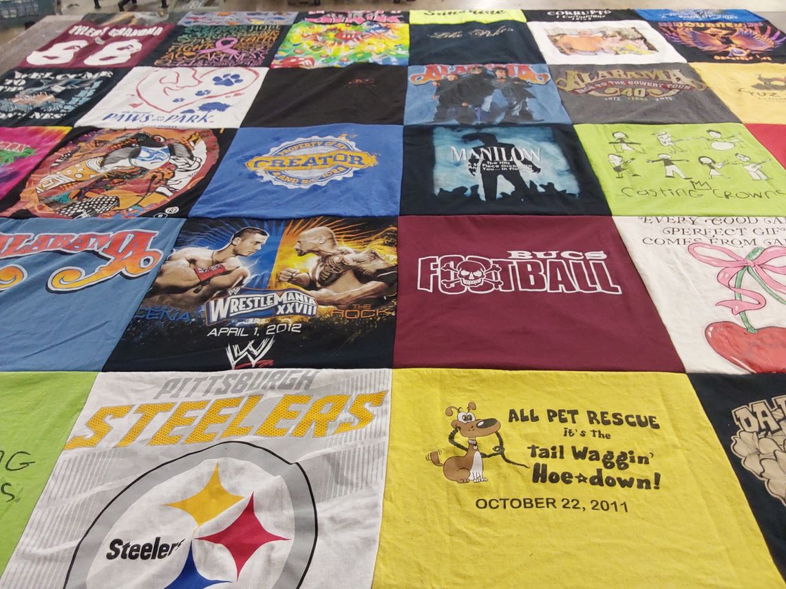 T-shirt quilt featuring pittsburgh steelers, bucs football by lisa from FL