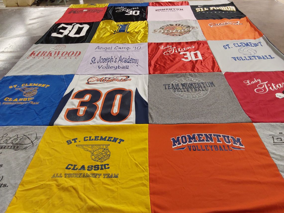 T-shirt quilt featuring lady titans volleyball, momentum volleyball by Warren from MO