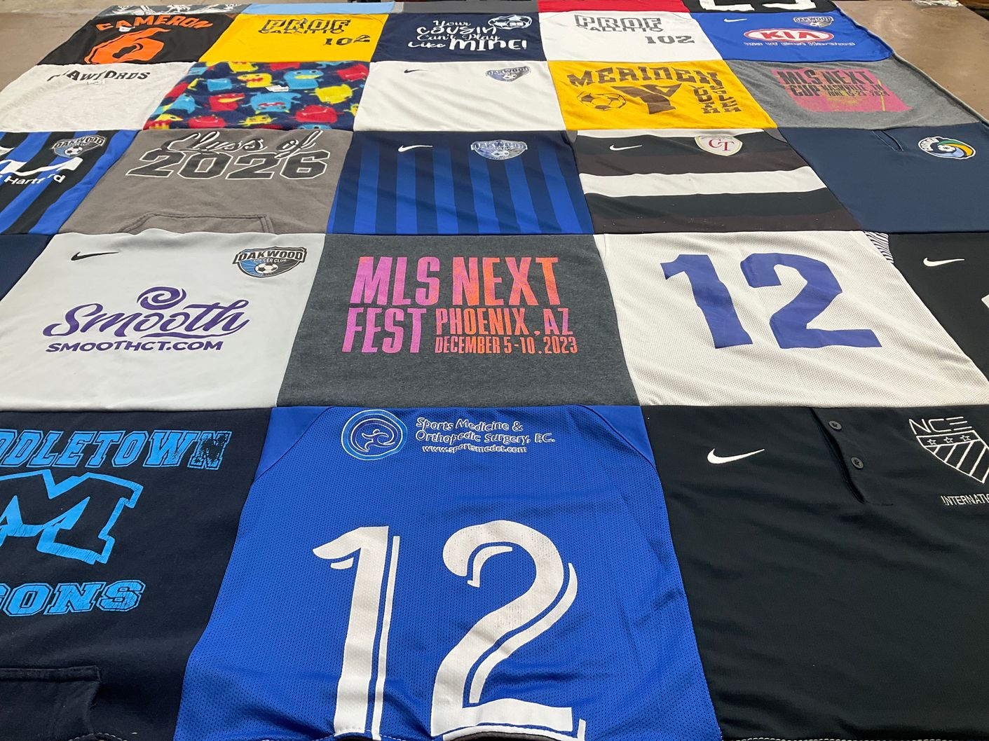 T-shirt quilt featuring oakwood soccer club by Sabrina from CT