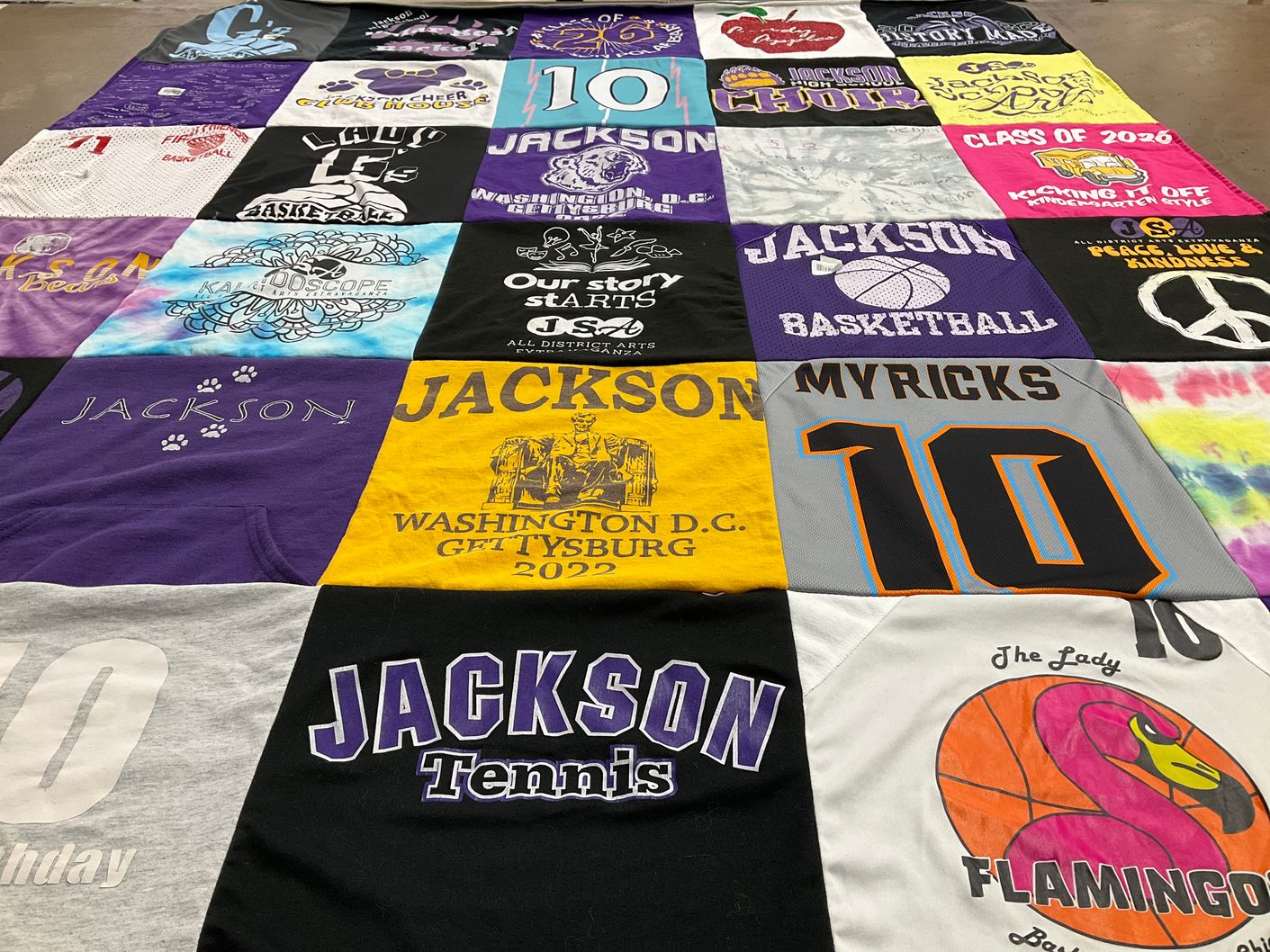 T-shirt quilt featuring jackson basketball, jackson tennis by Amy from OH