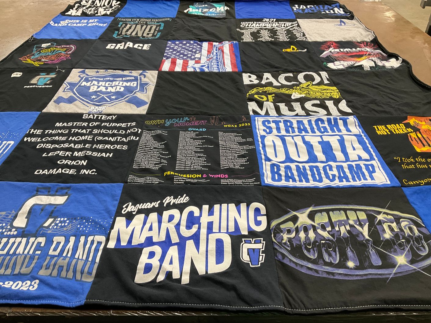 T-shirt quilt featuring marching band by Heather from AZ