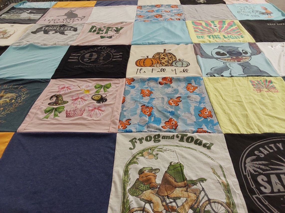 T-shirt quilt with cats, disney themes by Shannon from FL