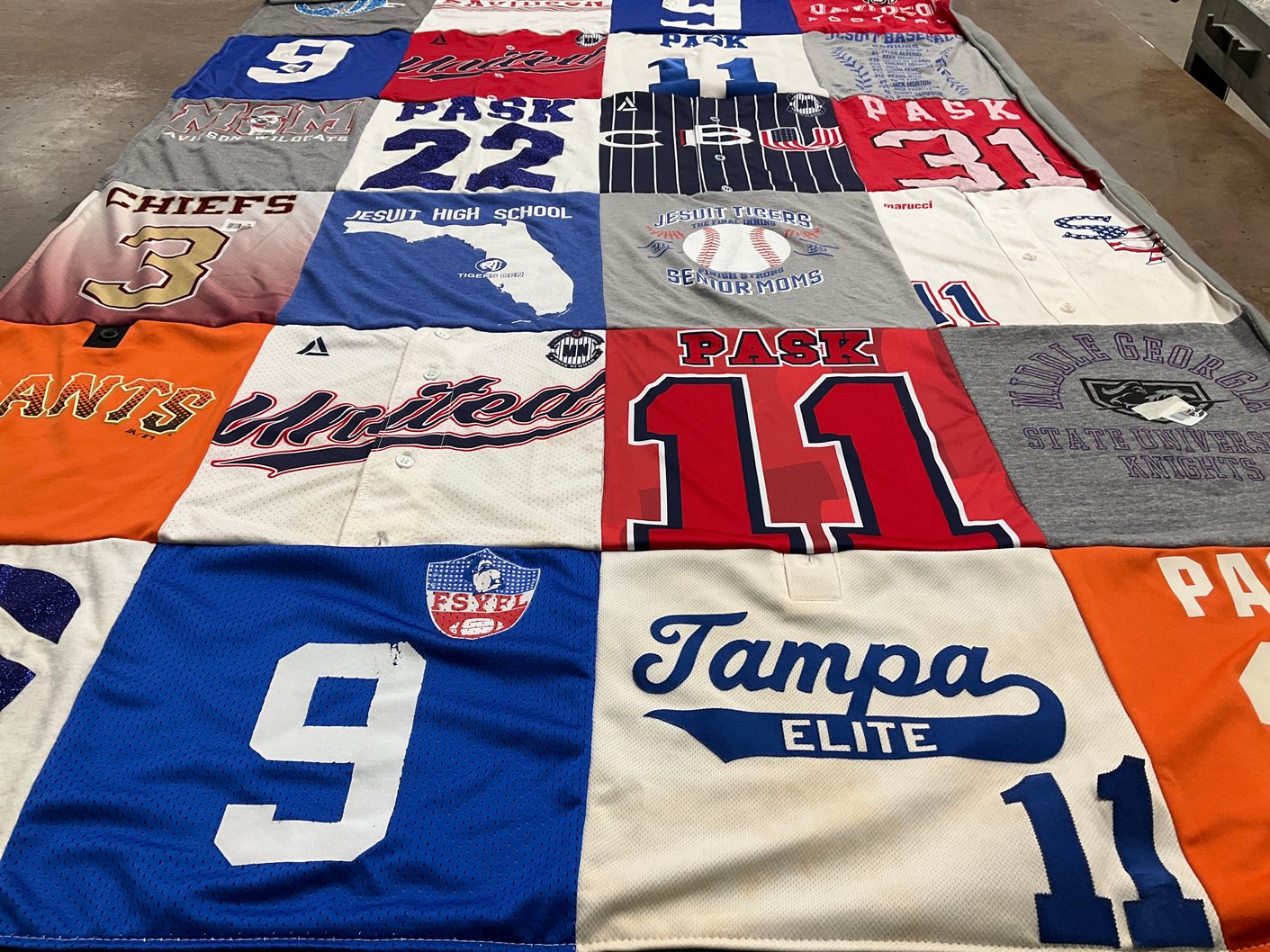T-shirt quilt from jesuit high school, middle georgia state university by Kera from FL