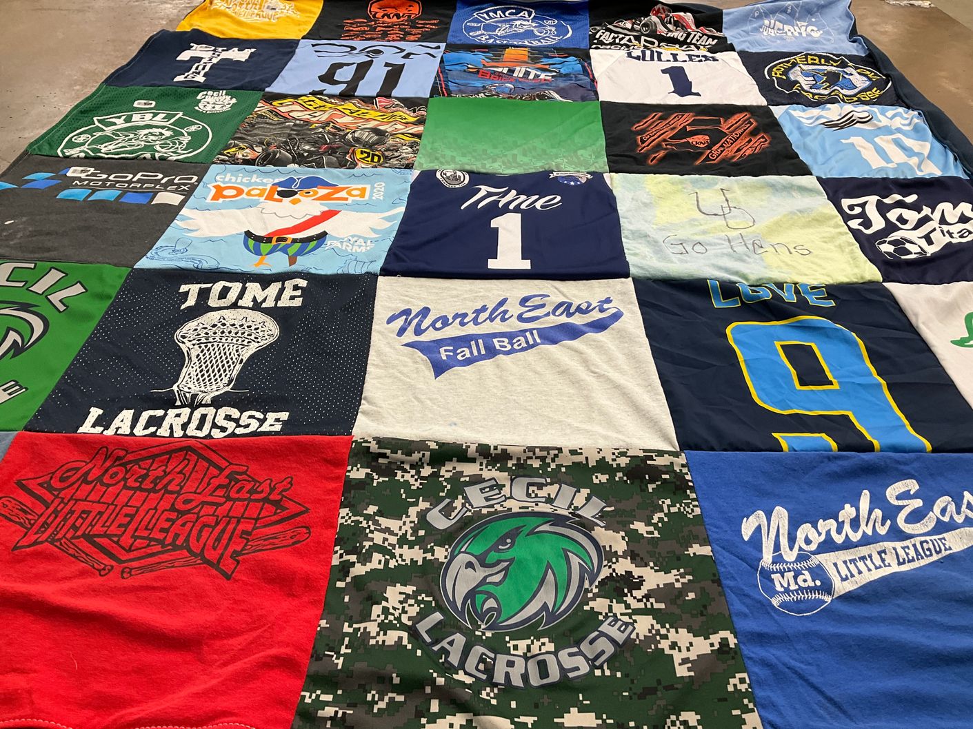 T-shirt quilt featuring northeast collegiate lacrosse by Kathryn from MD