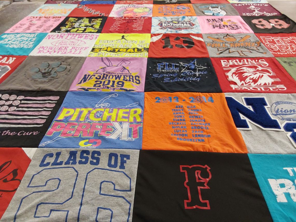 T-shirt quilt featuring northeast high school, ersville eagles by Mindy from MO
