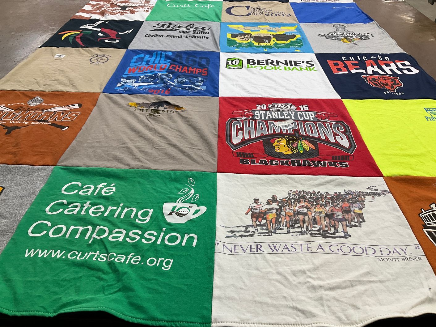 T-shirt quilt featuring chicago blackhawks, chicago bears by Frances from IL
