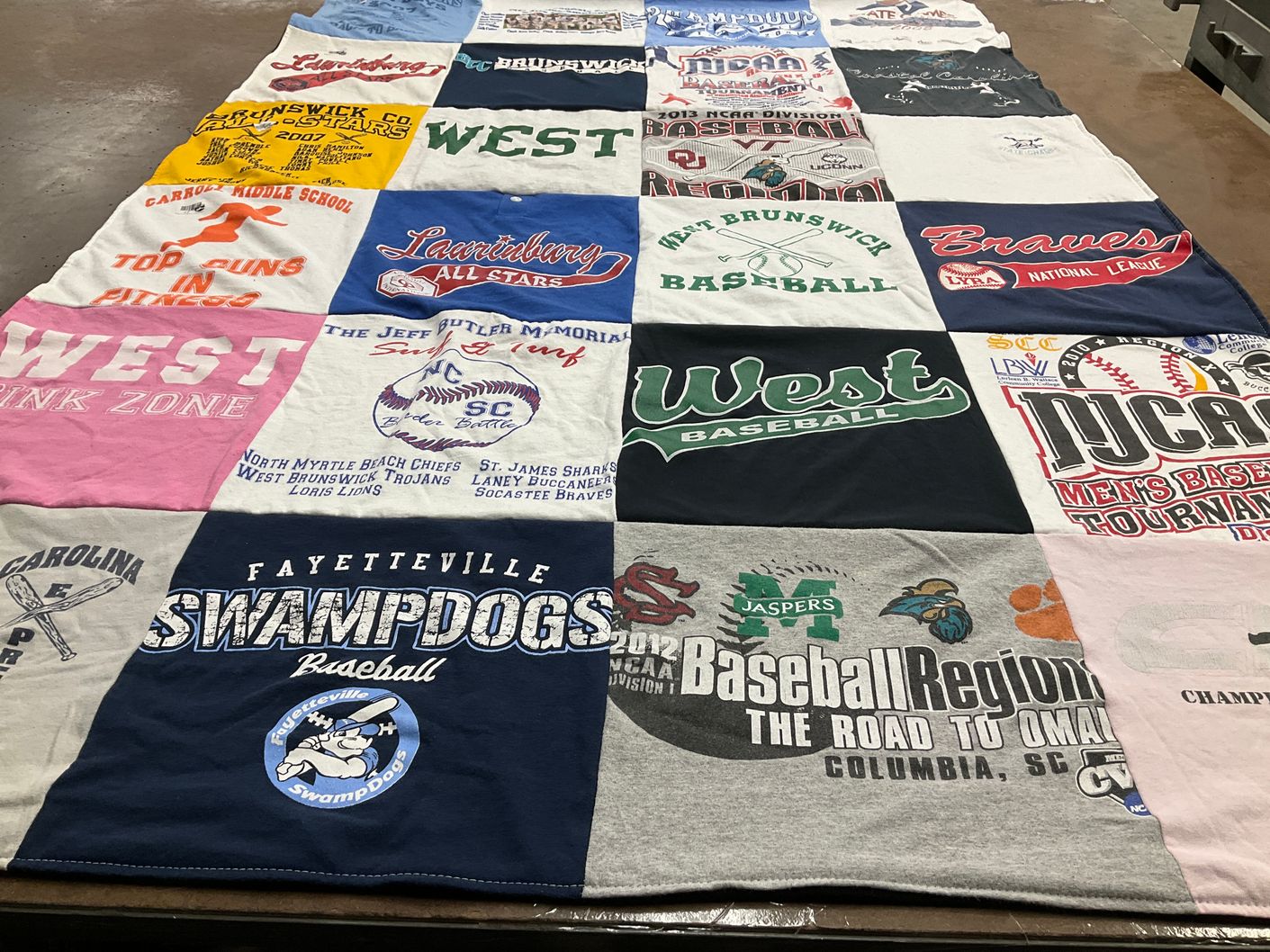 T-shirt quilt featuring fayetteville swampdogs baseball, lawrencburg all stars by Chrisa from NC