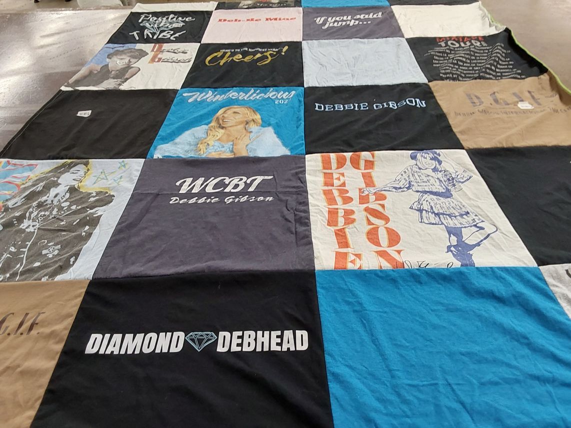 T-shirt quilt with music, pop culture themes by Justin from IL