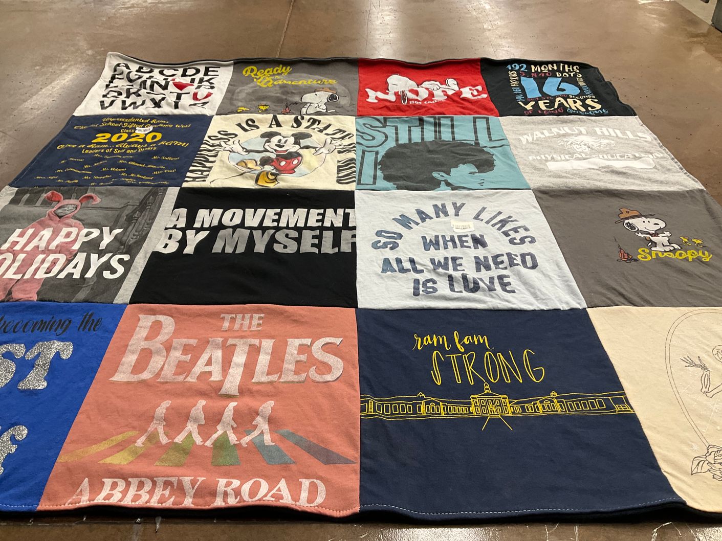 T-shirt quilt with music, happiness themes by Belinda M from OH