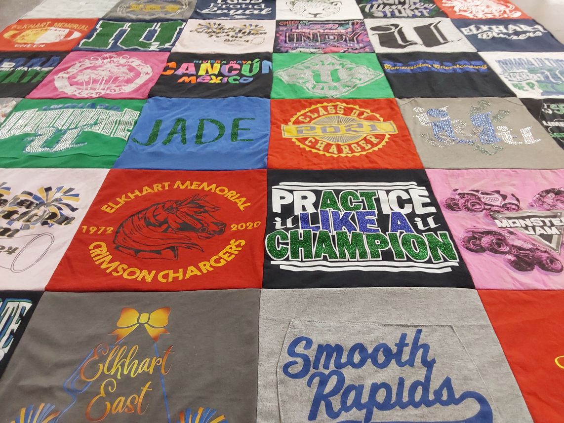 T-shirt quilt featuring elkhart memorial crimson chargers by Maddy from IN