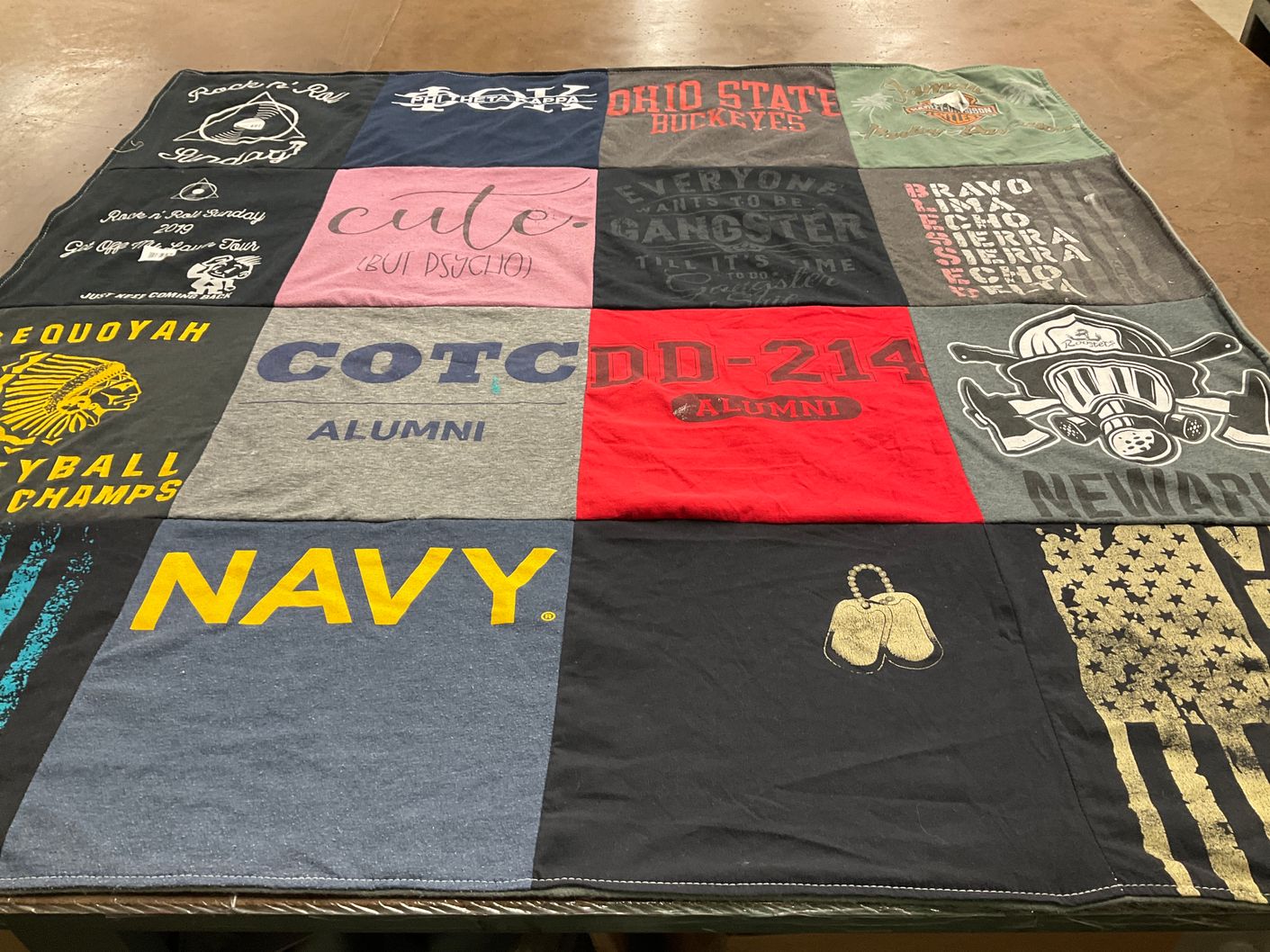 T-shirt quilt featuring ohio state university buckeyes by Megan from OH