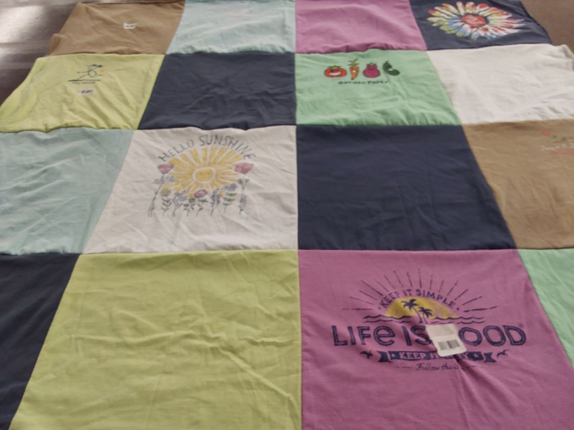 T-shirt quilt with gardening, outdoors themes by Maryann from MA